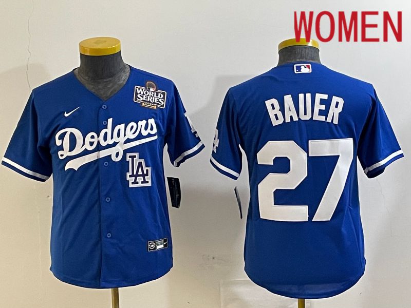 Women Los Angeles Dodgers #27 Bauer Blue Game 2024 Nike MLB Jersey style 6->youth mlb jersey->Youth Jersey